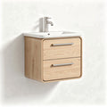 Mobile bagno sospeso in legno con lavabo 60 x 50 x 45cm e due cassetti