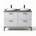 Mobile bagno con lavabo doppio in ceramica e piano in marmo 120 x 45 x 85 cm