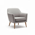 Poltrona moderna in tessuto grigio con schienale imbottito e gambe in legno 70 x 80 x 80cm