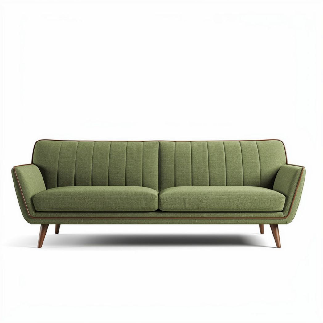 Divano verde scuro in tessuto dimensioni 200 x 80 x 90cm con base in legno