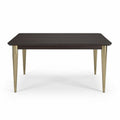 Tavolo rettangolare in legno scuro con gambe dorate 140 x 80 x 75cm