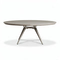 Tavolo ovale in legno grigio con struttura in metallo 150 x 90 x 75cm