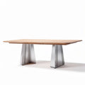 Tavolo rettangolare in legno con base in acciaio inox 240 x 100 x 75cm