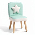 Sedia per bambini in tessuto sintetico azzurro e bianco con schienale a stella dimensioni 40 x 40 x 70cm