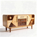 Mobiletto in legno con design geometrico di dimensioni 120 x 40 x 70cm