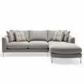 Divano angolare in tessuto grigio con cuscini decorativi 220 x 90 x 85cm