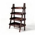 Scaffale in legno scuro a scala con 4 ripiani dimensioni 80 x 40 x 100cm