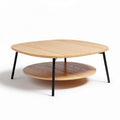Tavolino da caffè rotondo in legno con ripiano inferiore nero 80 x 80 x 40cm